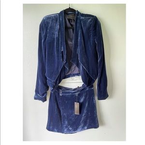 Velvet blazer and skirt set by BCBG